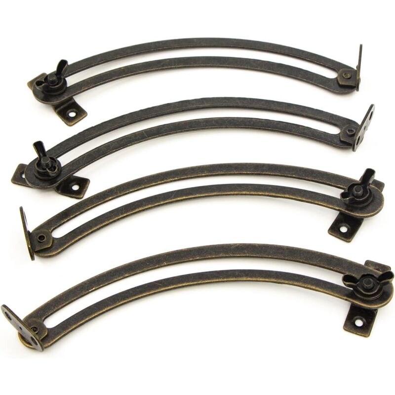 Charnière de support de couvercle relevable - 4 pièces, style vintage incurvé et réglable, pour portes d'armoires, meubles, penderies, jouets, tapis