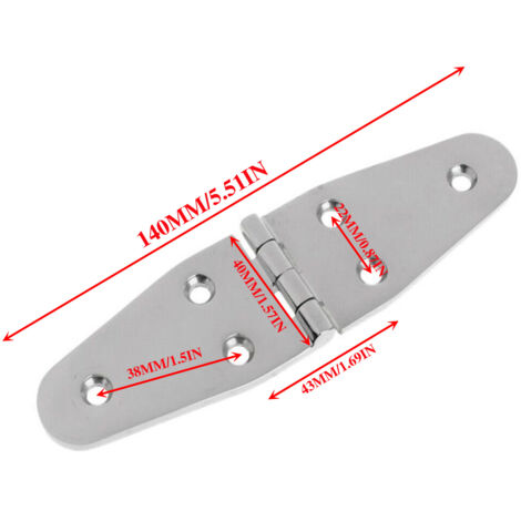 Charnière en acier inoxydable 304 40140Charnière de yacht à 2 points et 6 trous, accessoires de quincaillerie pour yachts 14040Bande de charnière marine à six trous en acier inoxydable de 2 mm d'épais