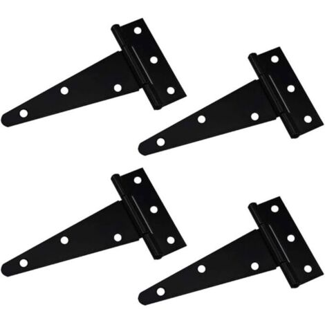 Charnière en forme de T charnière triangulaire robuste charnière en forme de T triangle galvanisé 4 pouces noir peut être utilisé pour suspendre les portes d'armoires porte de jardin boî