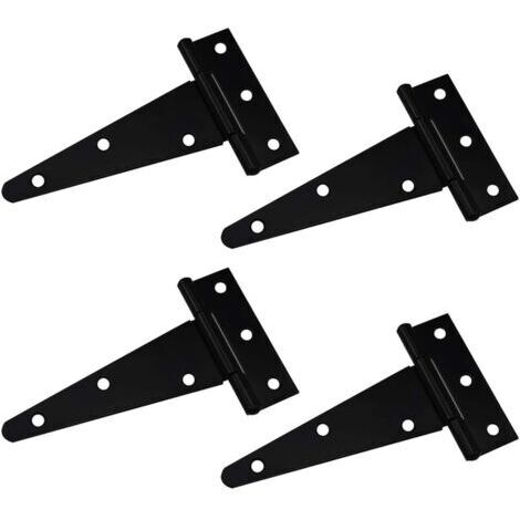 Charnière en T Charnière Triangulaire Charnière en T robuste Triangle galvanisé 4 pouces Noir Peut être utilisé pour accrocher des portes d'armoires portes de jardin boîtes en bois 4 pièces