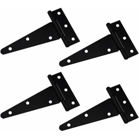 Charnière en T Charnière Triangulaire Charnière en T robuste Triangle galvanisé 4 pouces Noir Peut être utilisé pour accrocher des portes d'armoires portes de jardin boîtes en bois 4 pièces