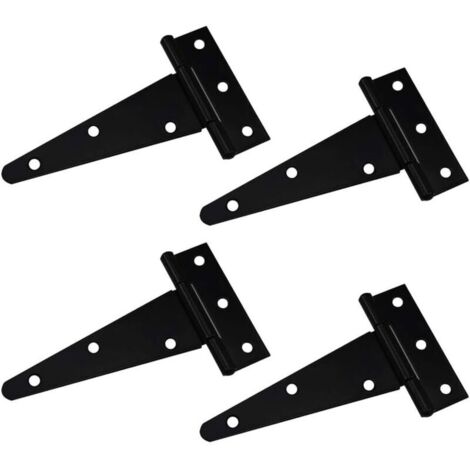 Charnière en T Charnière Triangulaire Charnière en T robuste Triangle galvanisé 4 pouces Noir Peut être utilisé pour accrocher des portes d'armoires portes de jardin boîtes en bois 4 pièces