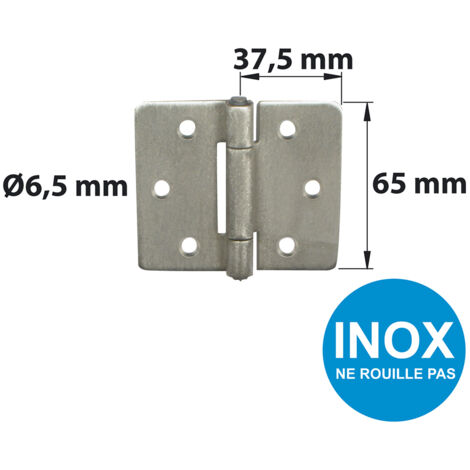 Afbat – Charnière forte inox 316 pour volets battants – Résistante à la corrosion – Dimensions 75 x 75 mm – Pose à visser pour extérieur