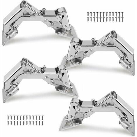 Charnière hydraulique à tampon sans trou Charnière à grand angle sans trou avec amortissement 4pcs