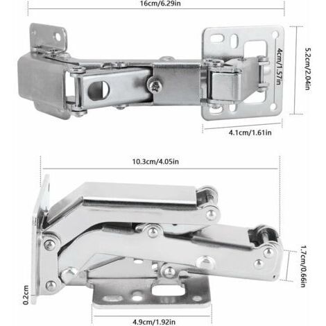 Charnière hydraulique à tampon sans trou Charnière à grand angle sans trou avec amortissement 4pcs