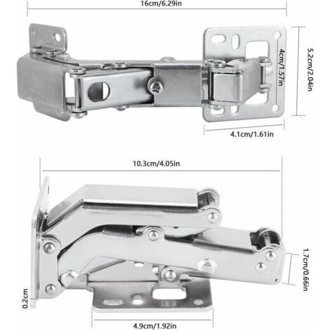 Charnière hydraulique sans perçage, grand angle 175° avec amortissement intégré – Lot de 4 pièces en acier zingué