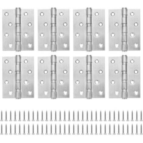 Charnière Inox Charniere Porte 100x76 mm, Charnieres de Portes en bois Exterieures Placard Roulement à Billes (8 pièces)