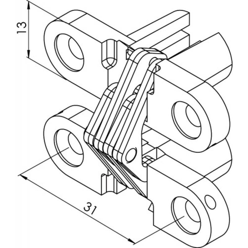 Sans Marque - Charnière invisible 180° pour porte de meuble ou allonge de table pliante zinguée 13x44,3mm pour panneau 18-25 mm