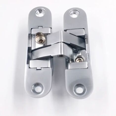 Charnière invisible 3D aluminium – Inox satiné – Pour portes jusqu'à 60 kg – Ouverture 180° – Montage à visser Ouverture à droite