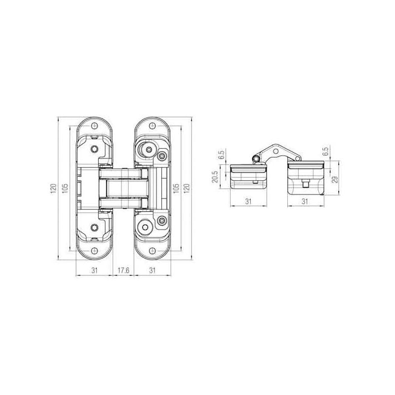 Koblenz - Charnière invisible à encastrer k8000 hd - Décor : Noir
