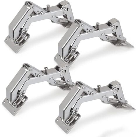 Charnière invisible à grand angle 170° – Acier inoxydable – Lot de 4 charnières avec vis – Pour placards et armoires de cuisine