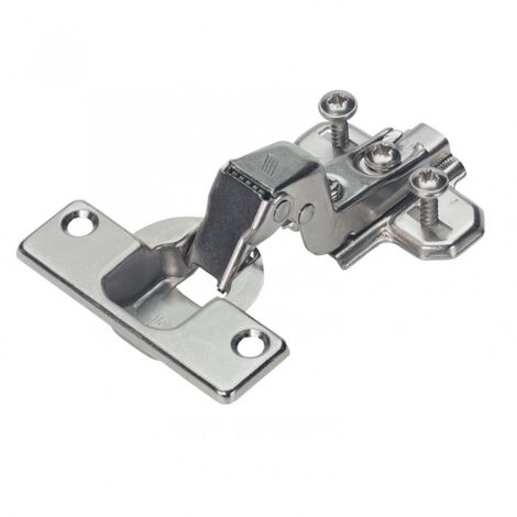 Hettich – Charnière invisible en acier nickelé pour meuble – Angle d'ouverture 110° – Fixation à encastrer – Réglable en hauteur et profondeur