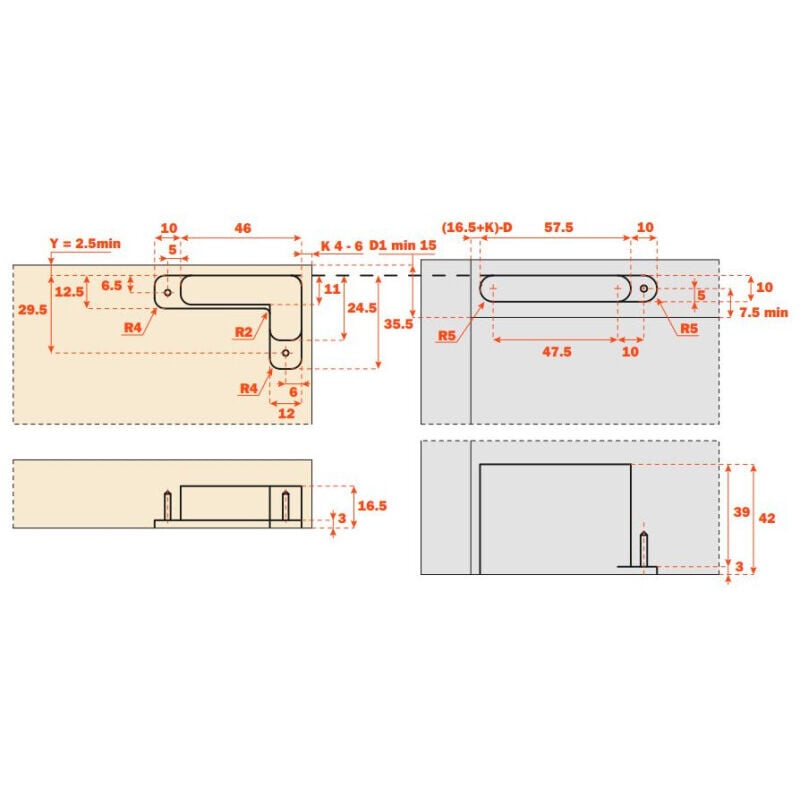 Charnière invisible AIR Push à encastrer SALICE 3598647939151
