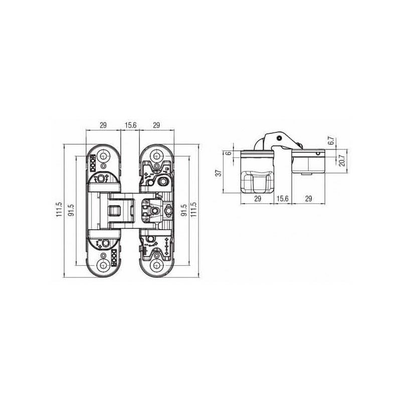 Koblenz - Charnière invisible à encastrer k6700 - Décor : Noir