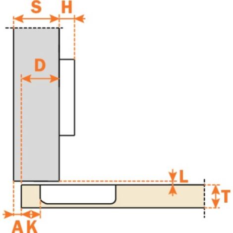 Charnière invisible pour porte mince 105° coudure 0 entraxe 48mm boitier à visser - série 100 - SALICE