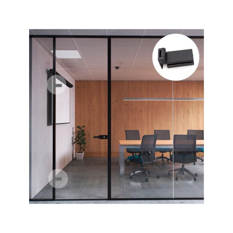 Emuca - Charnière pour porte en verre avec garniture, charnière horizontale avec embout de 40mm, pour porte de 8-12mm, aluminium et acier, peinte en