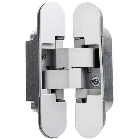 Charnière invisible pour portes, Lot de 2 charnières invisibles pour portes lourdes, charge 40 kg, ouverture 180º, zamak