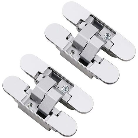 Charnière invisible pour portes, Lot de 2 charnières invisibles pour portes lourdes, charge de 40 kg, ouverture de 180º, zamak