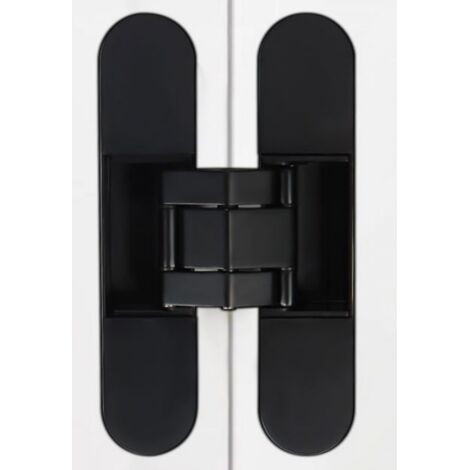 Charnière Invisible pour Portes, zamak, Noir, Lot de 1 charnières Invisibles pour Portes Lourdes, Charge de 40 kg, Ouverture de 180º