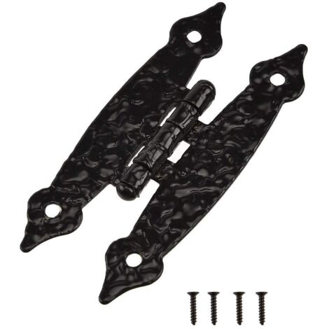 Charnière papillon noire, charnière ornée de dentelle, charnière style antique, charnière de meuble, charnière de placard, charnière à motif moucheté