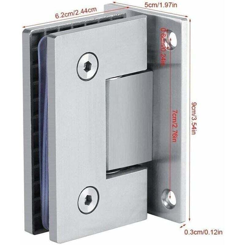 Charnière Pince de Porte Verre 90º Support Mural sans Cadre Clip pour Porte de Douche en Verre 8-10mm avec vis Accessoire