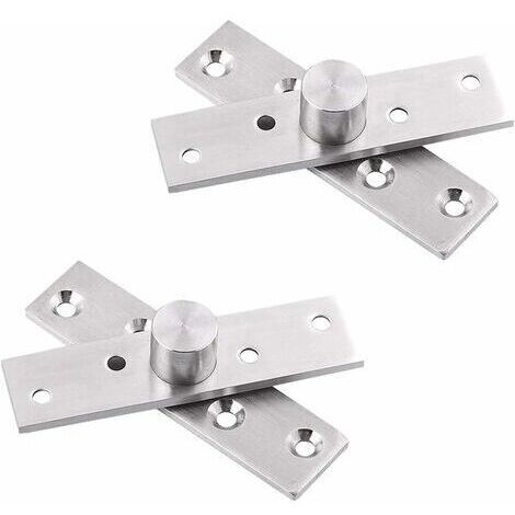 Charnière pivotante de porte à 360 degrés, 2 charnières pivotantes à axe central de porte en acier inoxydable, charnières de porte rotatives dissimulées robustes avec vis de fixation (75 x 17 mm)