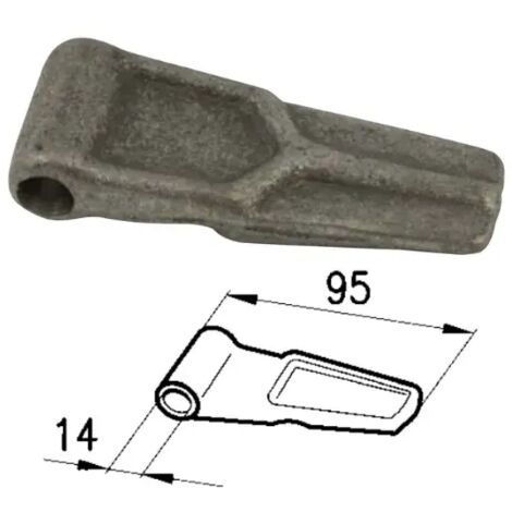 Charnière plate 60448 pour rail latéral Cermag diamètre 14 mm longueur 95 mm