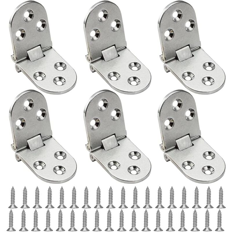 Charnière Plate,Charnière Pliante 6 Pièces Charnière Flip Alliage Charnière Matériel Maison Charnières de Table Pliantes en Zinc Argent Charnière