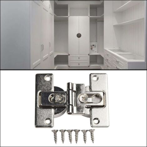 charnière pliante à double vantail, réplique de charnière à recouvrement, plan de fermeture à 180 degrés, charnière pliante à recouvrement pour porte coulissante de placard à chaussures, avec vis
