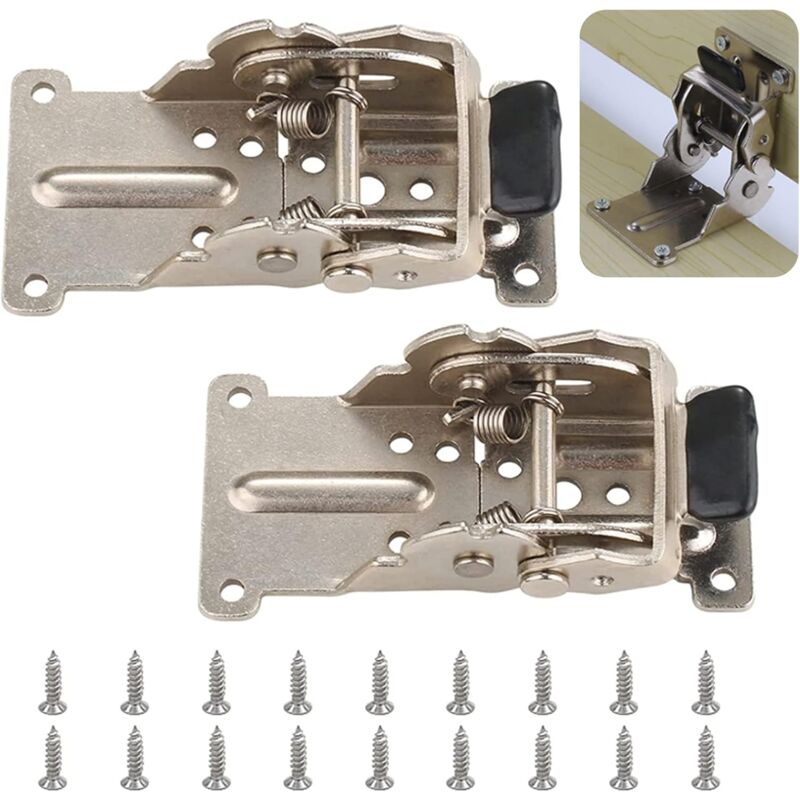 Charnière Pliante Autobloquante, 2 Pièces Support de Support Pliable en Acier Inoxydable Argenté Verrouiller Extension Table Lit Jambe