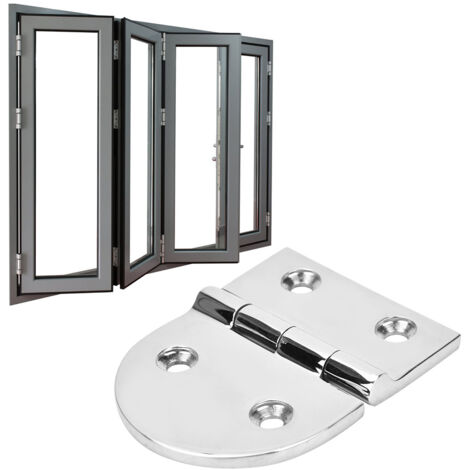 Charnière Polie Miroir en Acier Inoxydable pour Porte Intérieure 80x64x4.5mm