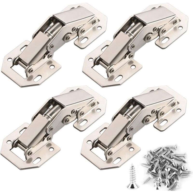 Charnière Porte Placard 90 Degrés avec Vis Amortisseur Piston Compression Support Relevable Accessoire Meubles Coin 77mm x 32mm，4PCS