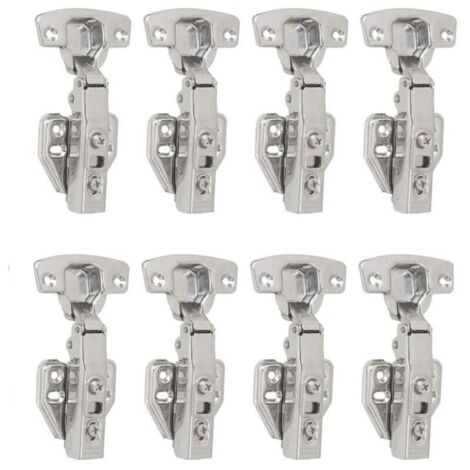 Charnière pour meuble à fermeture amortie 110° – Acier nickelé – Ø 35 mm – Épaisseur de porte 16-20 mm – Lot de 8 unités