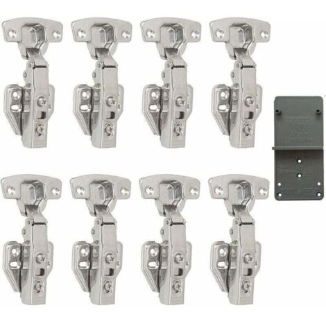 Charnière pour meuble,110 Degré Plein Recouvrante 35mm Close Charnieres avec Amortisseur Hydraulique Fermeture Automatique Charnière pour Armoires de Porte Cuisine 8 Pcs