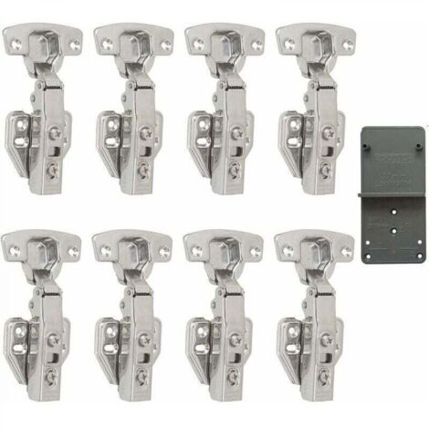 Charnière pour meuble,110 Degré Plein Recouvrante 35mm Close Charnieres avec Amortisseur Hydraulique Fermeture Automatique Charnière pour Armoires de Porte Cuisine 8 Pcs