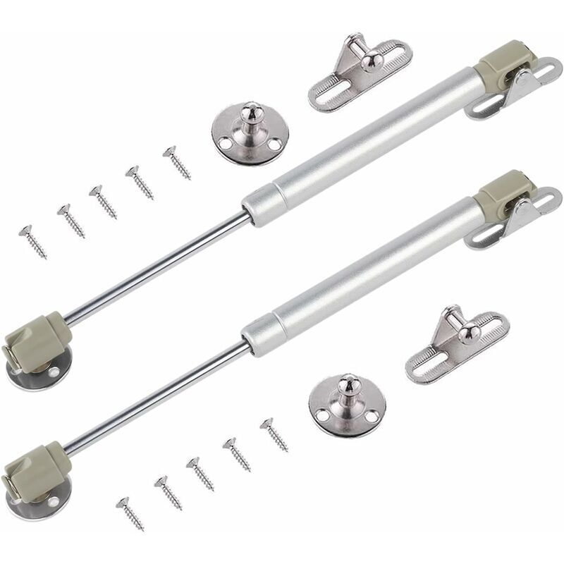 Charnière pour meuble,2 Pièces Verin Meuble Verin Hydraulique de Coffre 40N 270mm Vérins à Gaz Acier Inoxydable Verin Porte Cuisine avec Vis (Argent)