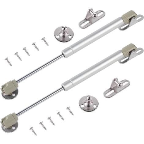Charnière pour meuble,2 Pièces Verin Meuble Verin Hydraulique de Coffre 40N 270mm Vérins à Gaz Acier Inoxydable Verin Porte Cuisine avec Vis  (Argent)