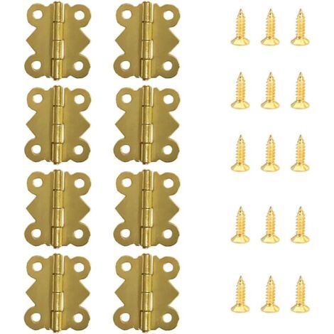 Charnière pour meuble,50 Pièces Charnières Mini Papillon Charnières Laiton Rétro avec 200 pièces Vis de remplacement (20x 17mm)