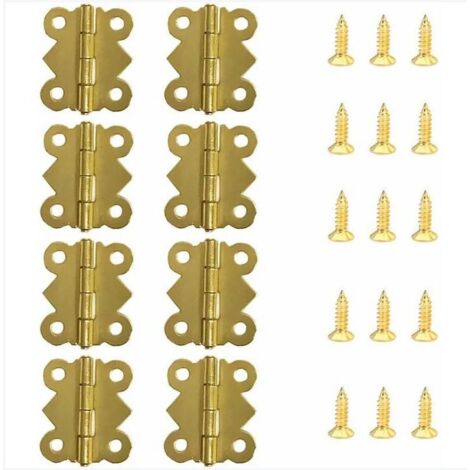 Charnière pour meuble,50 Pièces Charnières Mini Papillon Charnières Laiton Rétro avec 200 pièces Vis de remplacement (20x 17mm)