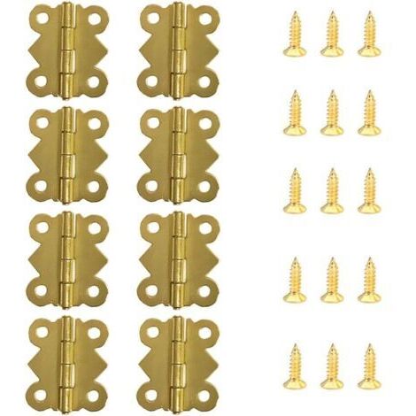 Charnière pour meuble,50 Pièces Charnières Mini Papillon Charnières Laiton Rétro avec 200 pièces Vis de remplacement (20x 17mm)