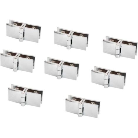Charnière pour meuble,Lot de 8 charnières de porte en verre, 5 mm à 8 mm, pince rectangulaire réglable pour porte d'armoire