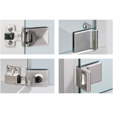 Charnière pour porte vitrée ET 5150. nickelée. Givré