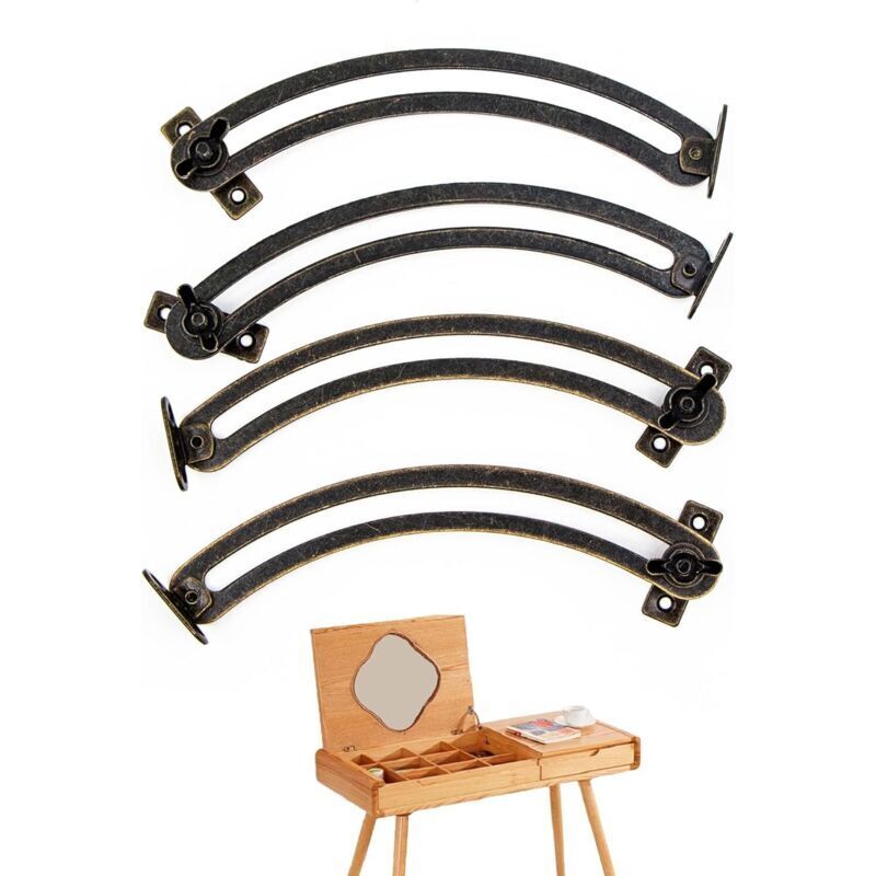 Charnière Soutien Couvercle Porte-ascenseur Support - 4 Pièces Vintage Courbé et Réglable Charniere Porte Placard pour Meuble, Armoire, Boîte à