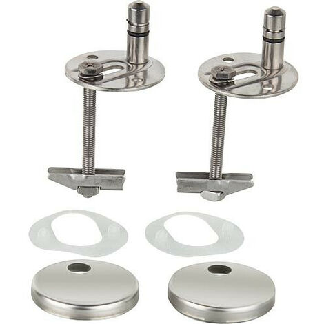 Charnière WC inox pour abattant – Goujon basculant réglage glissière – Hauteur de pivot 24 mm – Avec rondelles à fente – Hamberger Sanitary