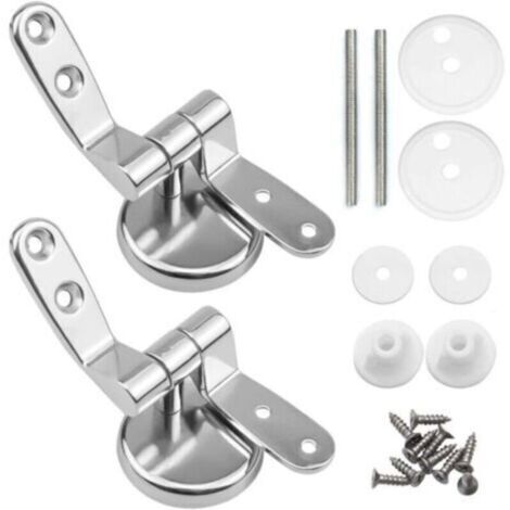 Charniere WC Promotion Lot de 2 - Hinges pour siège toilette en alliage zinc argent antibactérien 3cm x 4cm