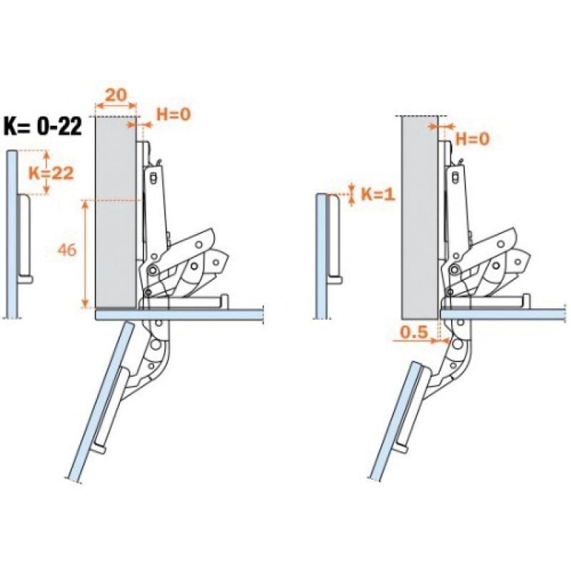 Salice - Charnières - à coller pour portes en verre - série b