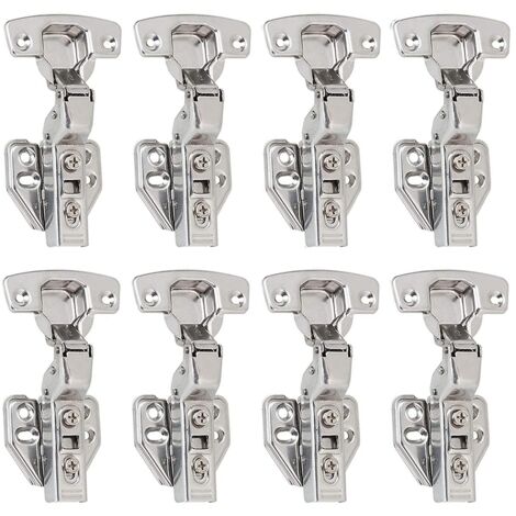 Charnières à recouvrement total à 100 degrés avec amortisseur intégré et mécanisme de fermeture automatique pour portes de placards de cuisine, lot d