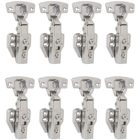 Charnières à recouvrement total à 100 degrés avec amortisseur intégré et mécanisme de fermeture automatique pour portes de placards de cuisine (lot d
