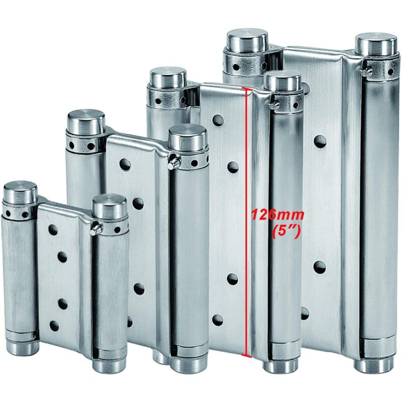 Langray - Charnières à Ressort (126mm) en Acier Inox à Double Action pour Portes Battante Charnière Fermeture Automatique pour Saloon Café Bar Pub
