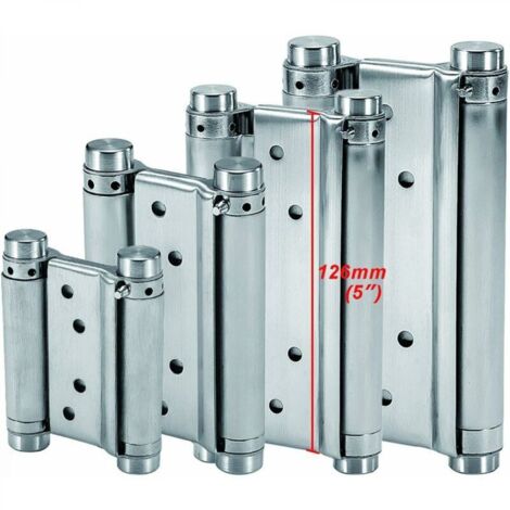 Charnières À Ressort (126mm) en Acier Inox À Double Action pour Portes Battante Charnière Fermeture Automatique pour Saloon Café Bar Pub Comptoir Porte Placard Jusqu'à 25kg (2 PCS)